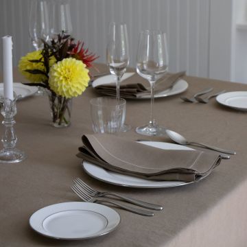 Coffee Brown Rectangular Linen Tablecloth