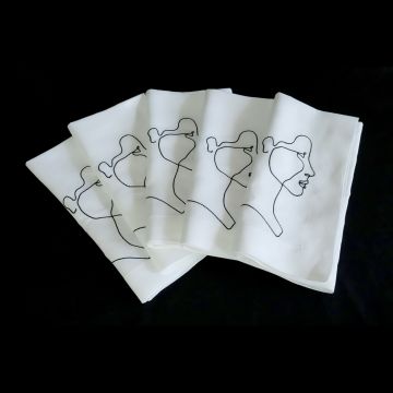 Portrait Embroidered Linen Napkin