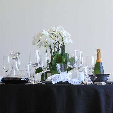 Black Linen Oval Tablecloth