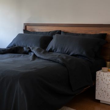 Black Linen Duvet Cover