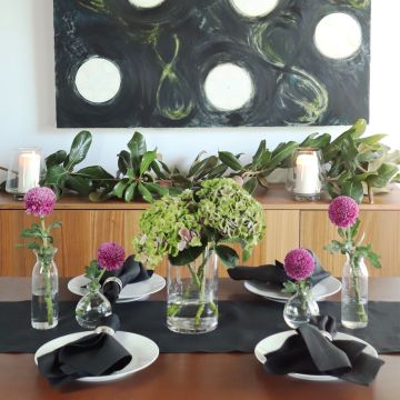 Black Linen Table Runner