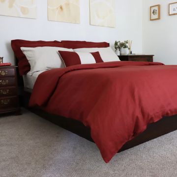 Burgundy Red Linen Duvet Cover