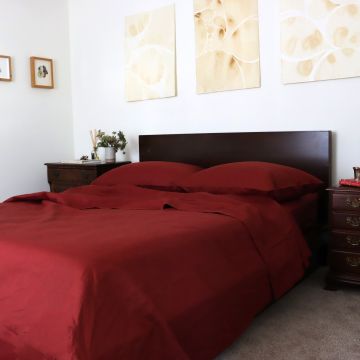 Burgundy dark red linen pillowcases