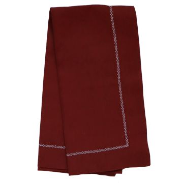 Burgundy red hemstitched linen napkin