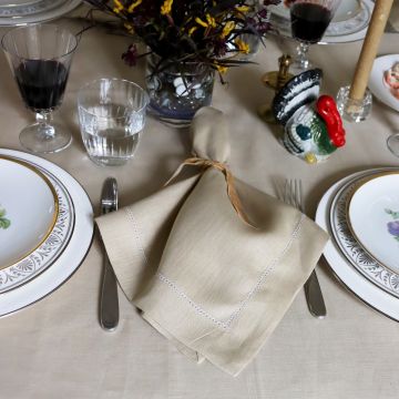 Camel Square Linen Tablecloth