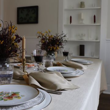 Camel Rectangular Linen Tablecloth