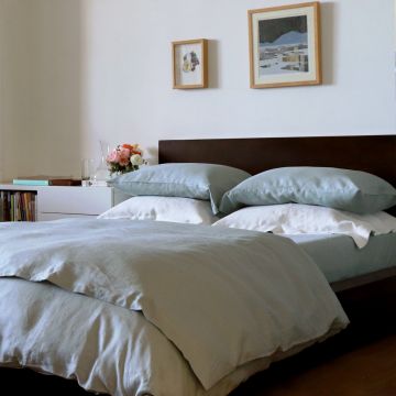 Celadon Light Green Linen Duvet Cover