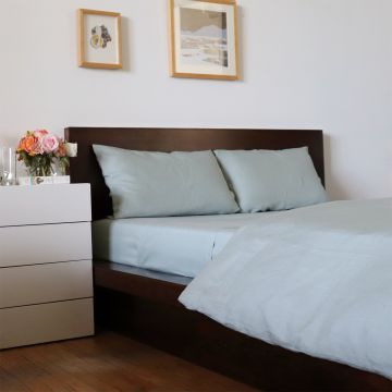 Celadon Light Green Linen Fitted Sheet