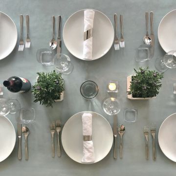 Celadon Green Square Linen Tablecloth