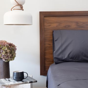 Charcoal 500TC Cotton Percale Sheet Set - Charcoal Hemstitch