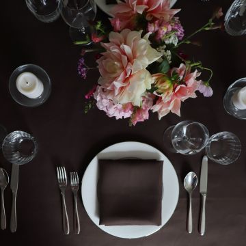 Chocolate Brown Round Linen Tablecloth 