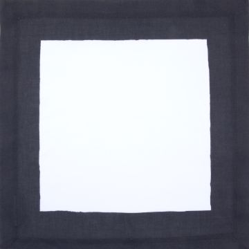 White linen napkin charcoal grey border