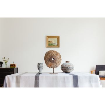 Cinta Grey Round Linen Tablecloth