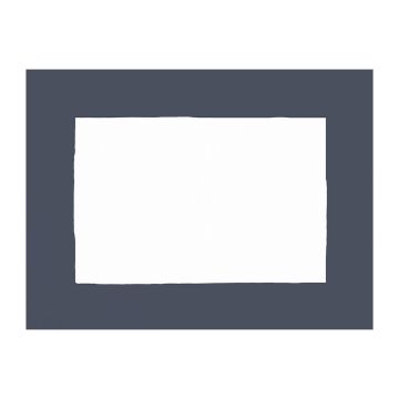 White Italian linen placemat with a border in a dark indigo navy blue