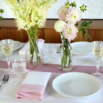 Cinta Pastel Striped Round Linen Tablecloth 