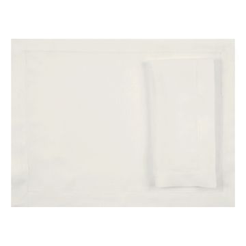 Huddleson Ivory hemstitched luxury linen placemat
