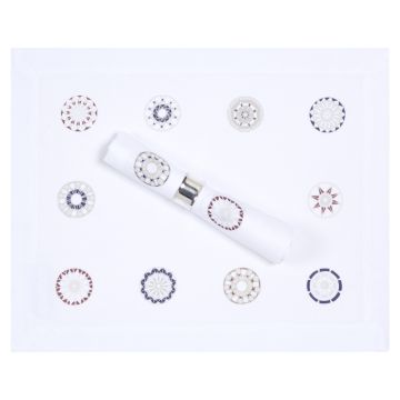 Lace Modern Linen Placemat White Red