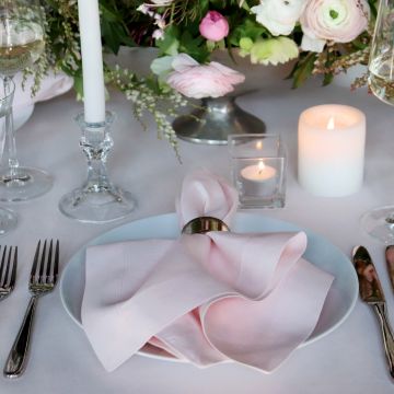 Pink Square Linen Tablecloth