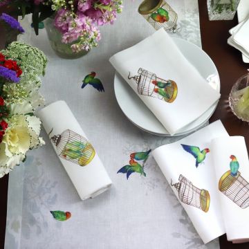 Lovebirds Linen Table Runner