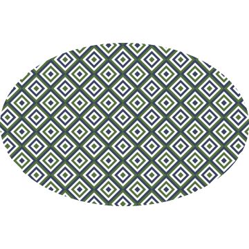 Huddleson Maze Geometric Print Oval Linen Tablecloth
