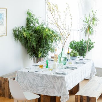 Melita Aqua Rectangular Linen Tablecloth