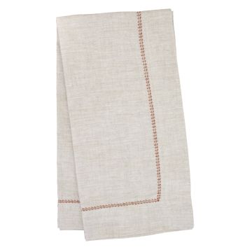 Natural Napkin with Sienna Contrast Hemstitch