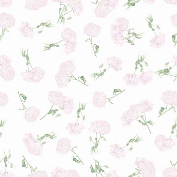 Peony Floral Pink White Green Square Linen Tablecloth