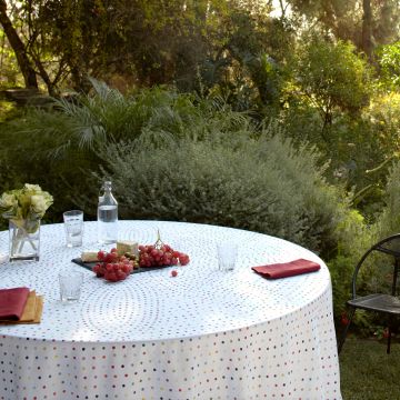 Piccadilly Polka Dot Round Linen Tablecloth