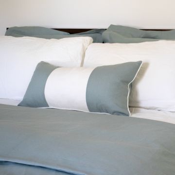 Celadon Throw Pillow Ivory Piping