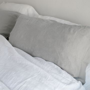 Silver grey pure linen vintage washed sham