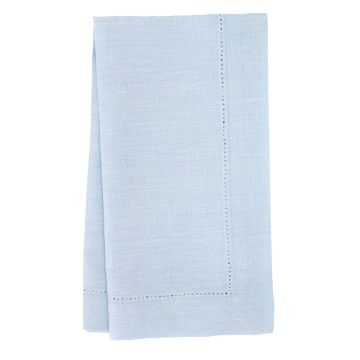 Sky Blue Linen Napkin with White Hemstitch