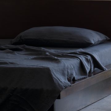Slate Charcoal Grey Pure Italian Linen Top Sheet