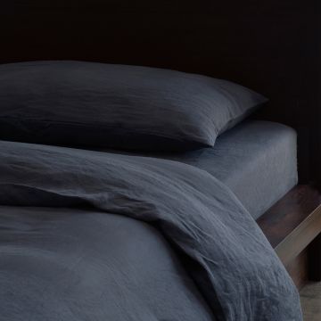 Huddleson Slate Charcoal Grey Pure Italian Linen Duvet Cover