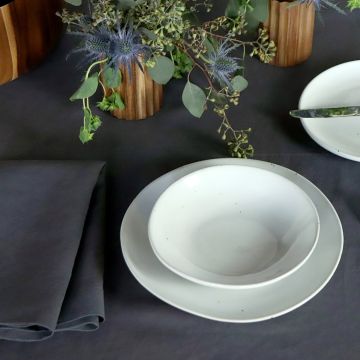 Slate Charcoal Grey Round Linen Tablecloth
