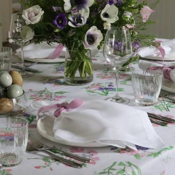 Sweet Pea Square Linen Tablecloth