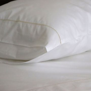 White luxury cotton pillowcase gold trim 