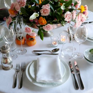 White Square Linen Tablecloth