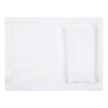 White Linen Hemstitched Placemat