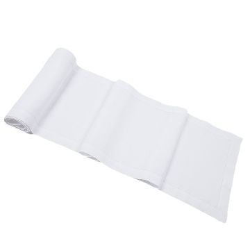 White hemstitched linen table runner
