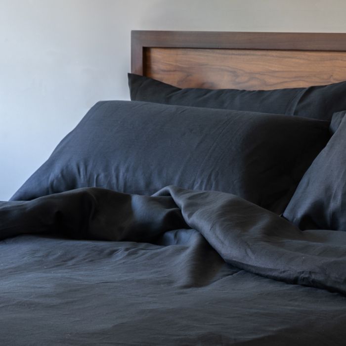 Huddleson black linen pillowcase
