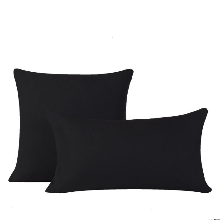 Black Pure Linen Pillow Cover