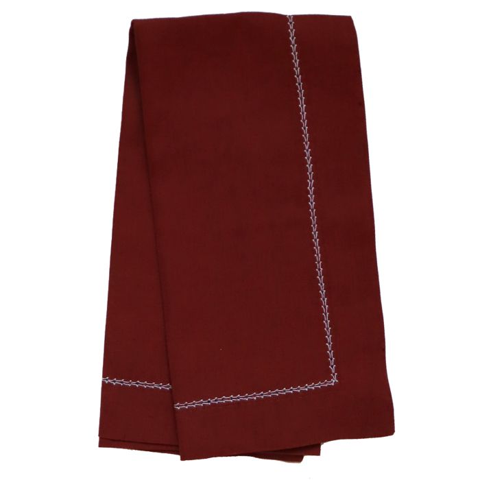 Burgundy red hemstitched linen napkin
