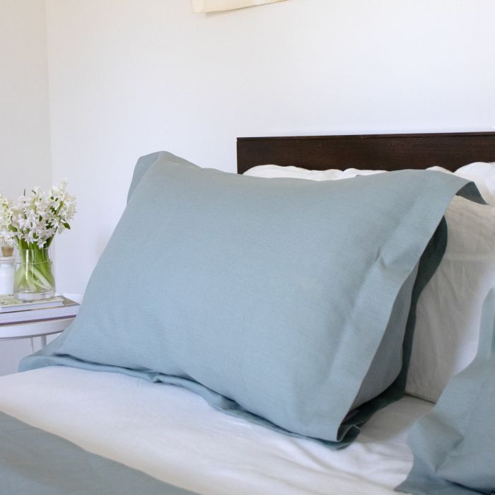 Celadon green linen pillow sham 