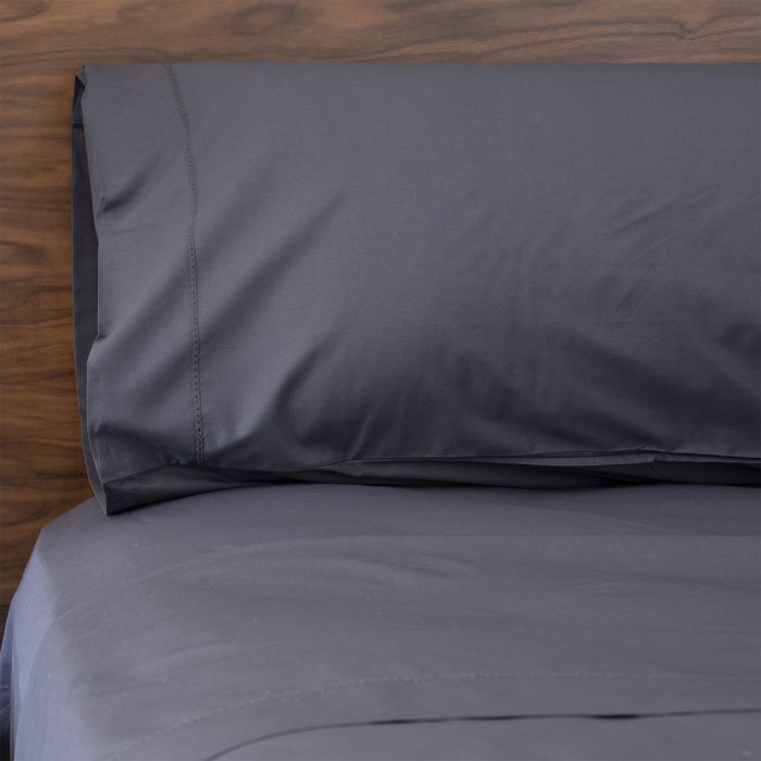 Charcoal grey cotton top sheet with hemstitch