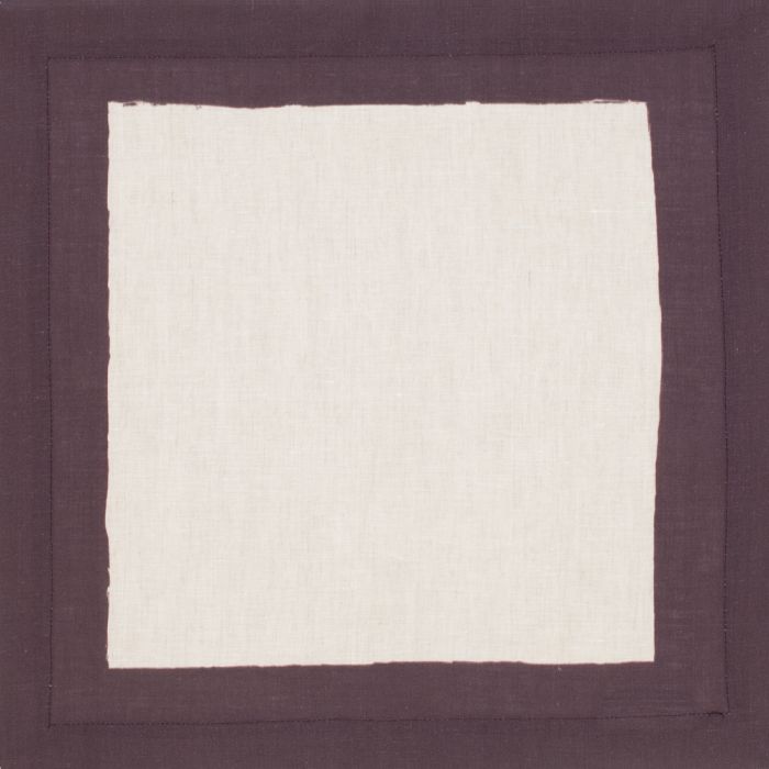 Huddleson Cinta Natural Linen Napkin with Fig Purple Border