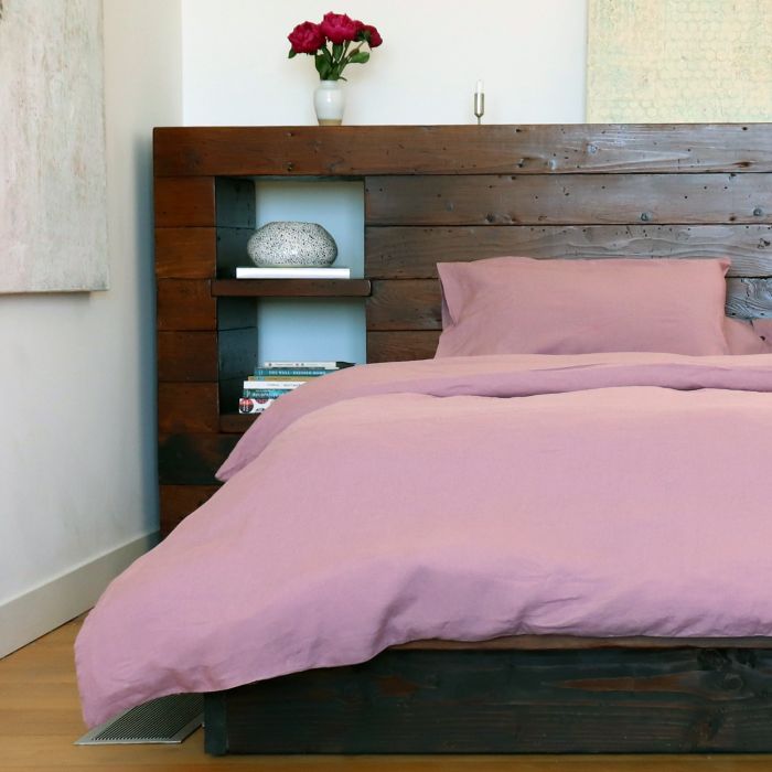 Heather lilac linen duvet cover shams sheets