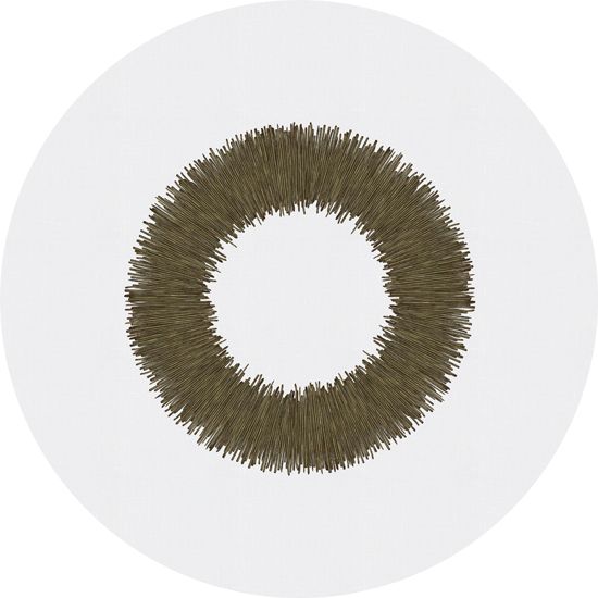 Round white linen tablecloth architectural sunburst mirror print