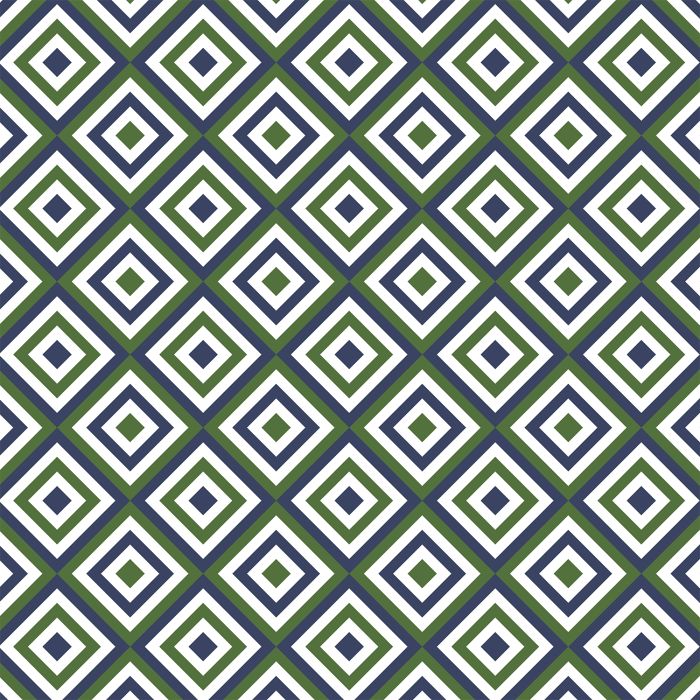 Huddleson Maze Blue Green Geometric Printed Linen Tablecloth