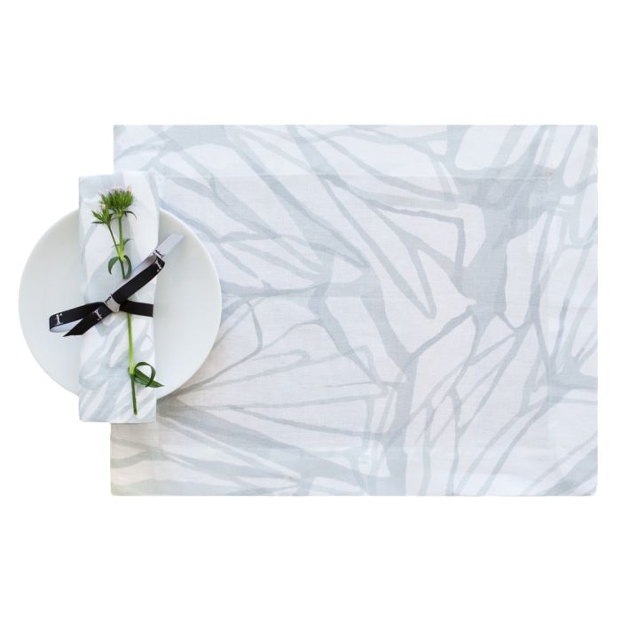 Aqua and White Contemporary Linen Placemat