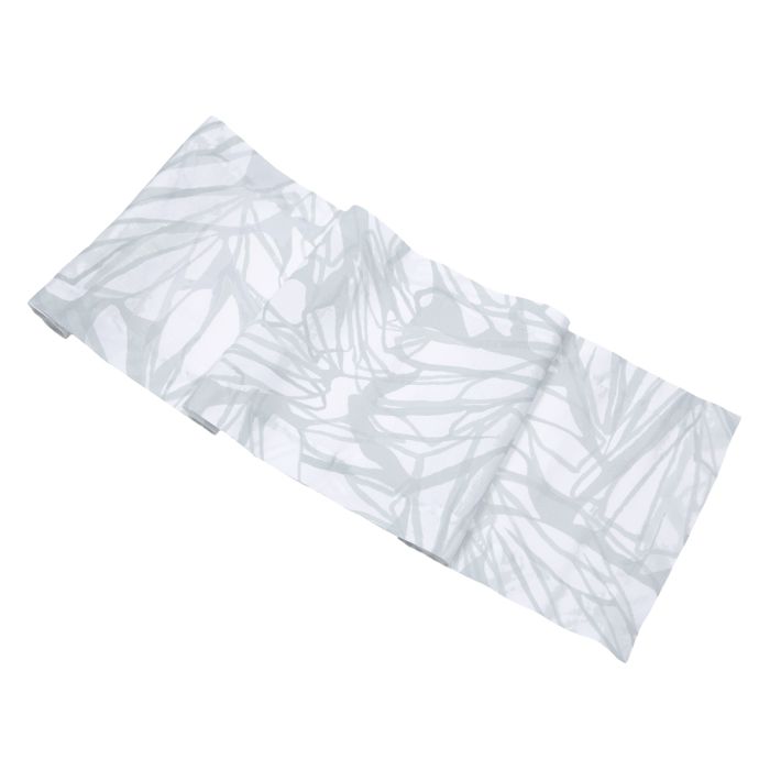 White aqua printed spring linen table runner